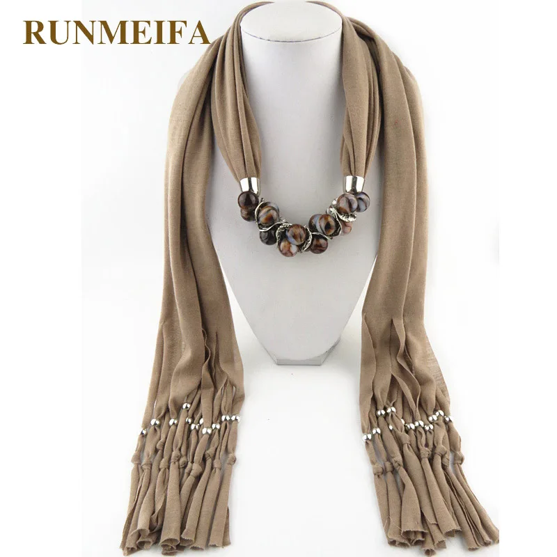 

RUNMEIFA Necklaces Pendants Scarf Trendy Iron Alloy Acrylic Pendant Resin String Polyester Joining Together Scarf Accessories