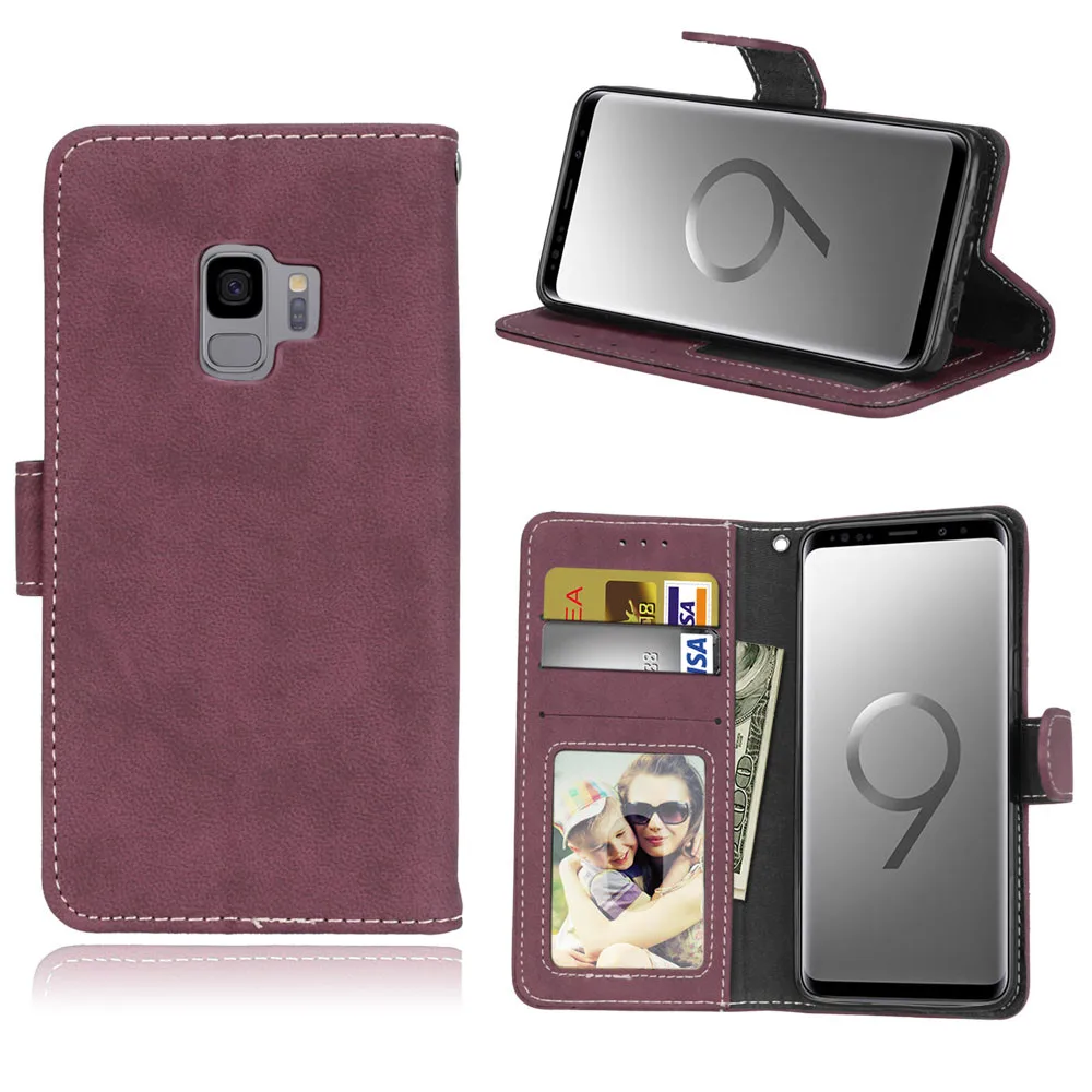Luxury Flip Leather Case for Samsung Galaxy S7 Edge S8 Plus S9 Plus Stand Cover Matte Leather Cases for Sumsung Galaxy S5 S6 S7 S8 S910