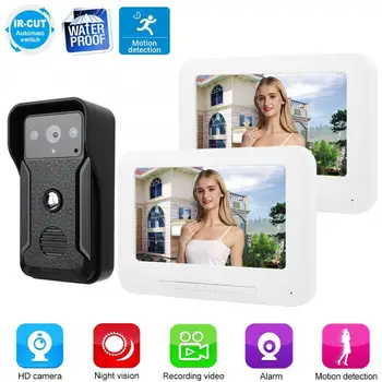 

7 Inch LCD Video Door Phone Intercom Doorbell Kit Waterproof Home Entry System 1V2