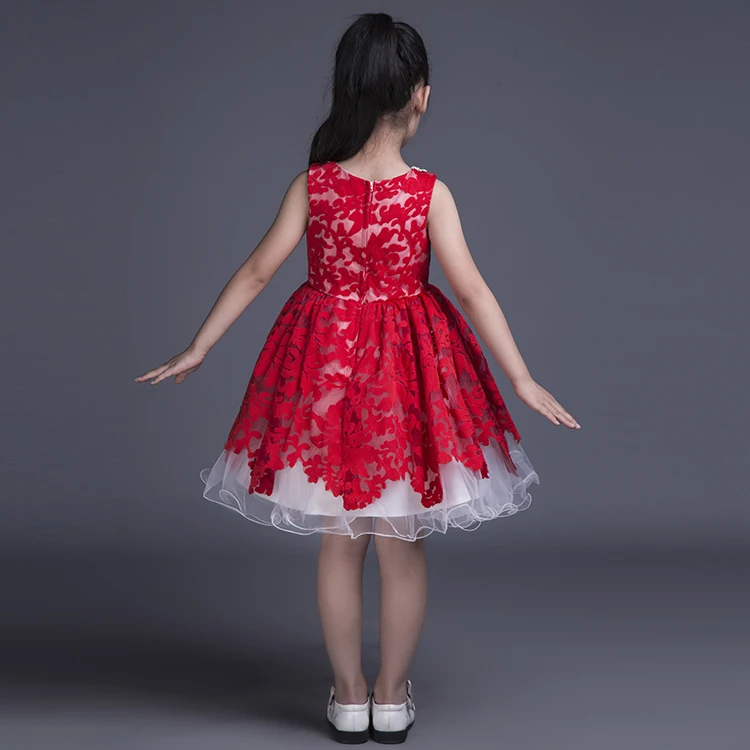 girls red lace dress