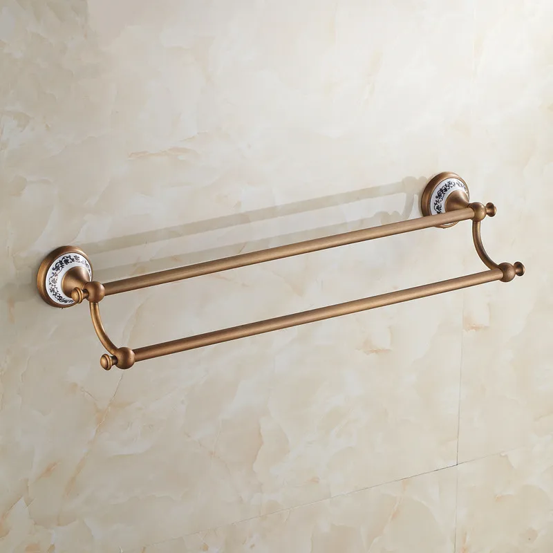 Luxury Bronze/Black Towel Rack Antique Ceramic &Solid Brass Bathroom