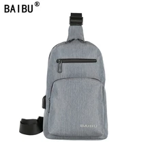 BAIBU, Мужская нагрудная сумка, внешняя зарядка USB, мини-сумка для компьютера, мужская сумка из Оксфордской водонепроницаемой ткани с защитой от кражи, маленькая нагрудная сумка