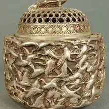 Замысловатый Китайский Старый латунный ручной работы Лебеди статуя благовония горелка