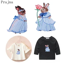 Prajna нашивки на заказ с изображением кролика Kawaii, нашивки с вышивкой, нашивки для детей, одежда в полоску, одежда для шитья, нашивки с изображением аниме