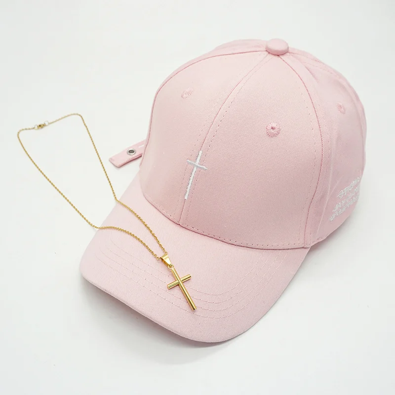 New Men Women Fashion Embroidery Cross Baseball Cap Cotton Snapback Dad Hat Bone Casquette Summer Couple Hip Hop Caps Gorras - Цвет: pink