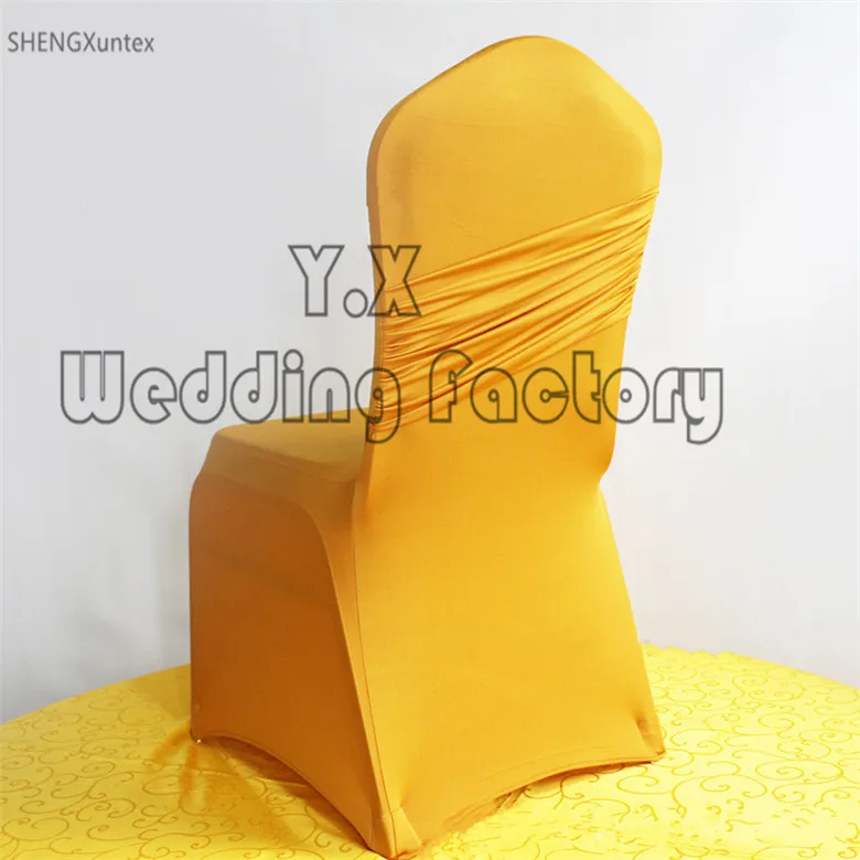 

New Design Lycra Spandex Chair Cover With Tie Bow Back For Wedding Decoration