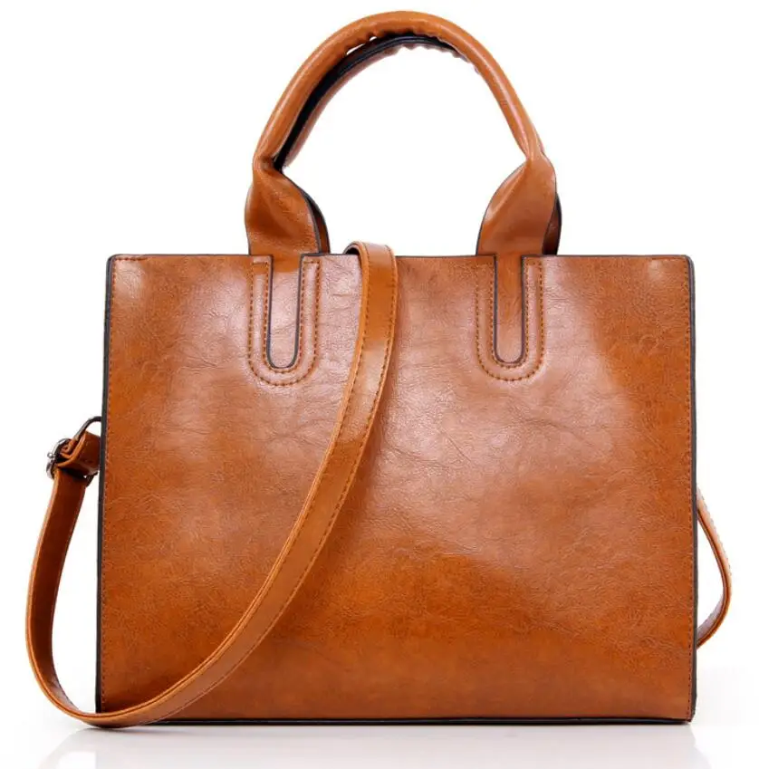 

Top Quality Pu Leather Handbags Ladies Large Tote Bag Female Square Shoulder Bags Bolsas Femininas Sac A Main Brown Black/Brown