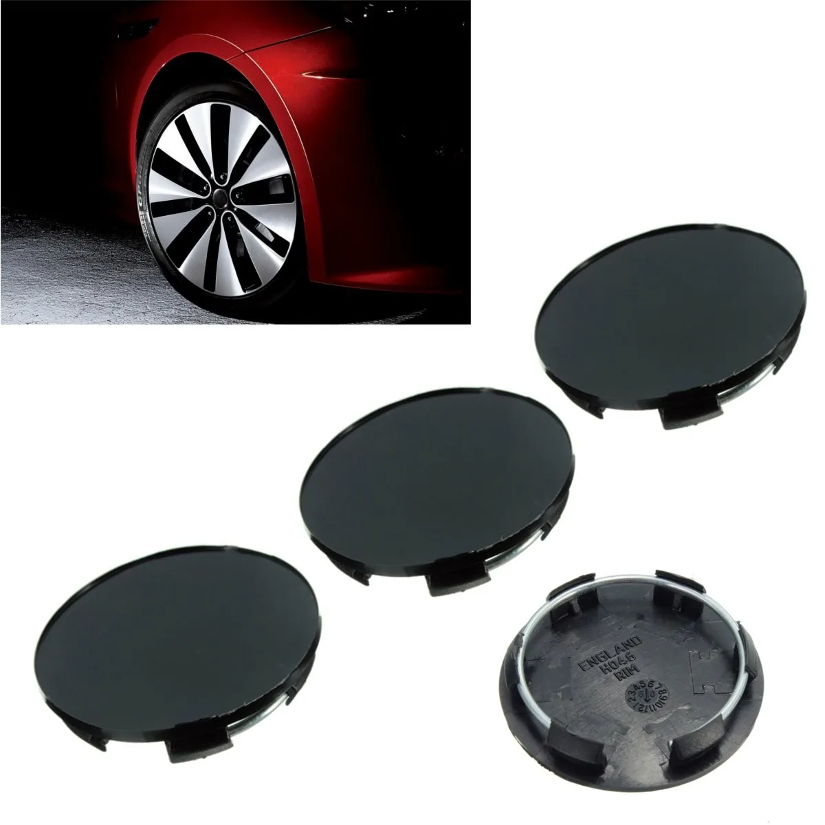4Pcs 50mm Black Durable Car Hood Wheels Centre Blank Cap Hubcap Mounted