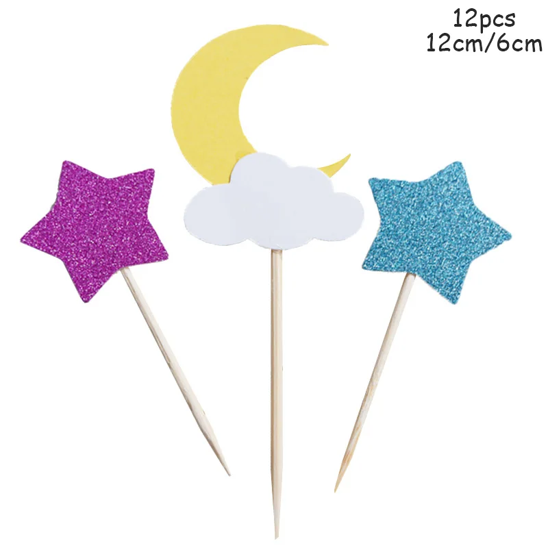 12pcs Cake Topper Eid Al Adha декоративные венки декоративные светодиодные лампочки полосы DIY ВЕНОК вечерние Eid Mubarak Hajj Рамадан ислам вечерние украшения - Цвет: 12pcs Cake Topper