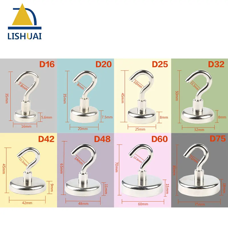 Сильный Круглый Магнитный крючок LISHUAI 1 шт. D75/сверхмощная неодимовая магнитная