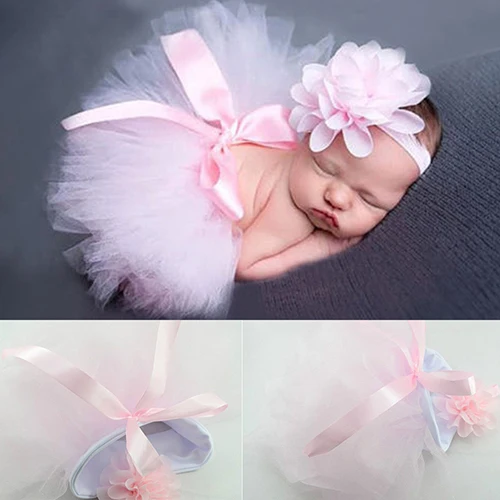 Newborn Toddler Baby Girl Tutu Skirt + Flower Headband Photo Prop Costume Outfit | Детская одежда и обувь