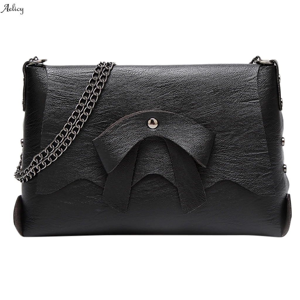 

New Women Leather Simple Handbags Purses Ladies Crossbody Fashion Shoulder Bag Solid Color Simple Messenger Bag Chain Bag