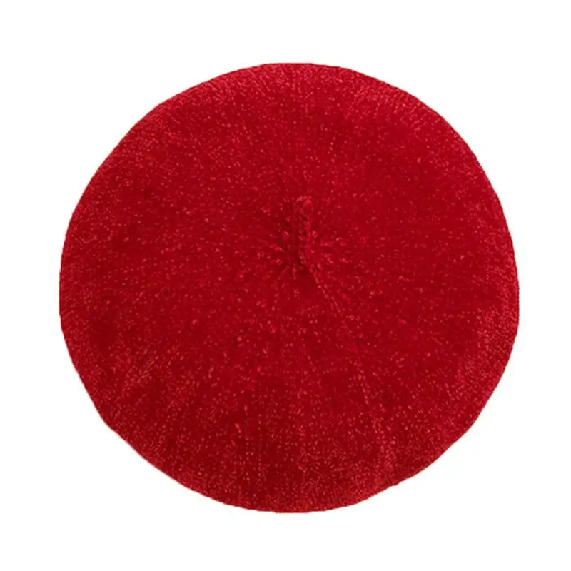 Корейская мода берет синель ткань ретро и элегантный чистый цвет 9 цветов регулируемые классические аксессуары для осени и зимы - Цвет: Красный