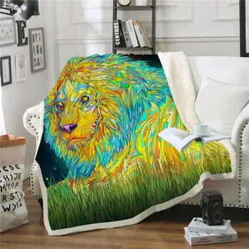 

Lion Animal Fleece Throw Blanket 3D Print Anime Quilts Popular Travel Home Office Washable Bedspread Fashion Plush Blanket