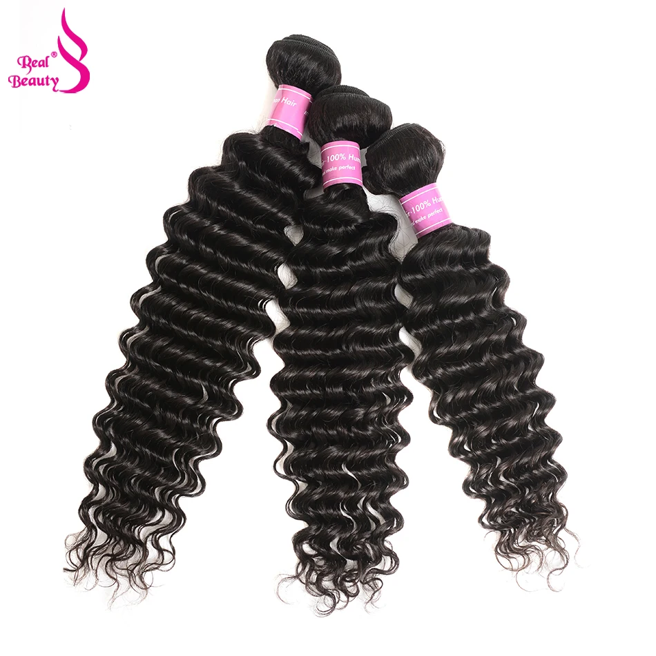 Brazilian Deep Wave 100% Human Hair Weave 4 Bundles Deal  8-30 Real Beauty Remy Hair Extensions Nature Color  (39)