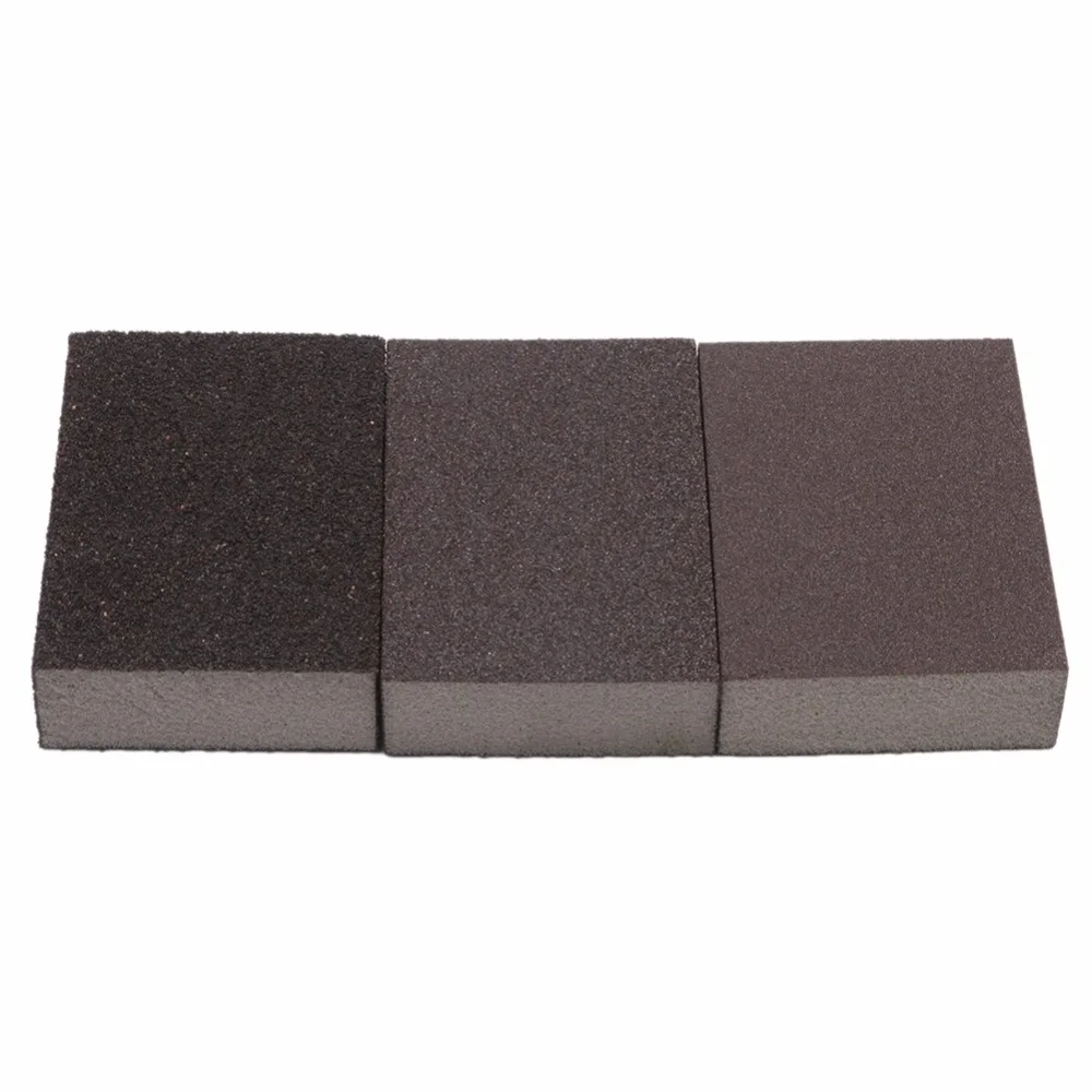 3pcs Polishing Sanding Sponge Block Pad Set Sandpaper Assorted Grit 100