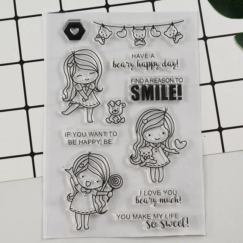 Happy girl Прозрачный штамп для скрапбукинга прозрачный силиконовый каучук DIY