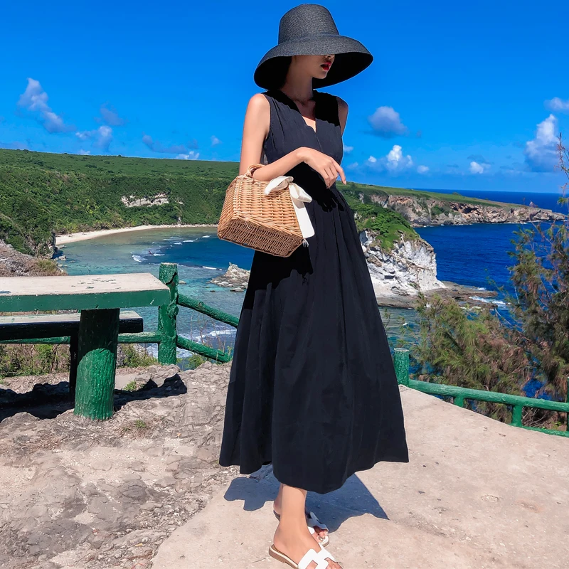 Корейский модный бренд женская одежда летнее Новое Элегантное пляжное платье