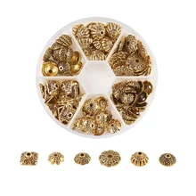 120 pçs/caixa 8x2 cm Tibetanos do Estilo Da Liga Antique Ouro Tampas Talão Pingente DIY Encantos Conectores Apreciação Jóias f80