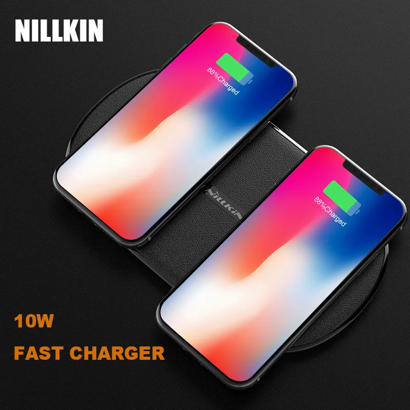 

Nillkin 10W Fast Wireless Charging Dual Seat Qi Fast Wireless Charger Pad for iWatch 4 3 2 1 iPhone Xs Max X XR 8 Plus Airpod 2