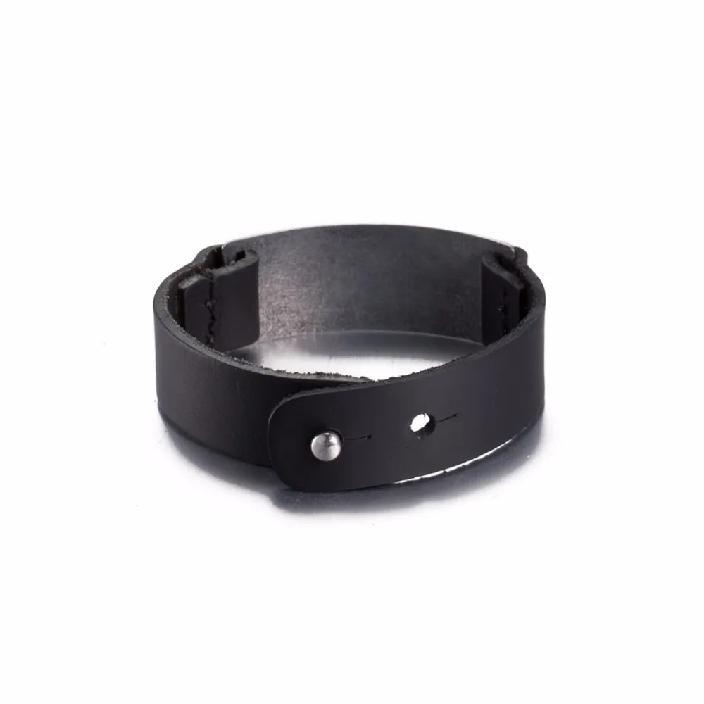 black leather bracelet for women men watch bangle with silver plated sculpture square design charm chain handmade bijouterie HF101 (4)