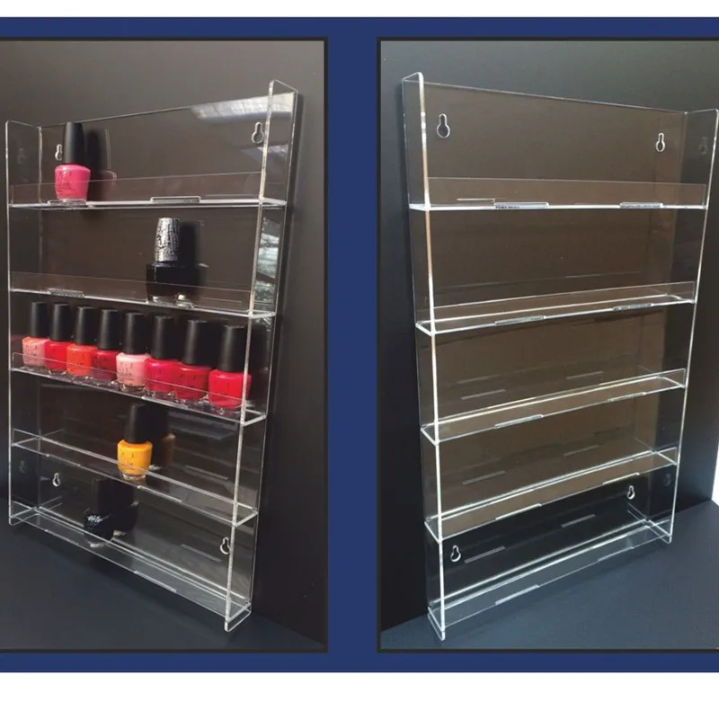5 Layers Wall Mounted Nail Polish Acrylic Display Stand Holds Rack