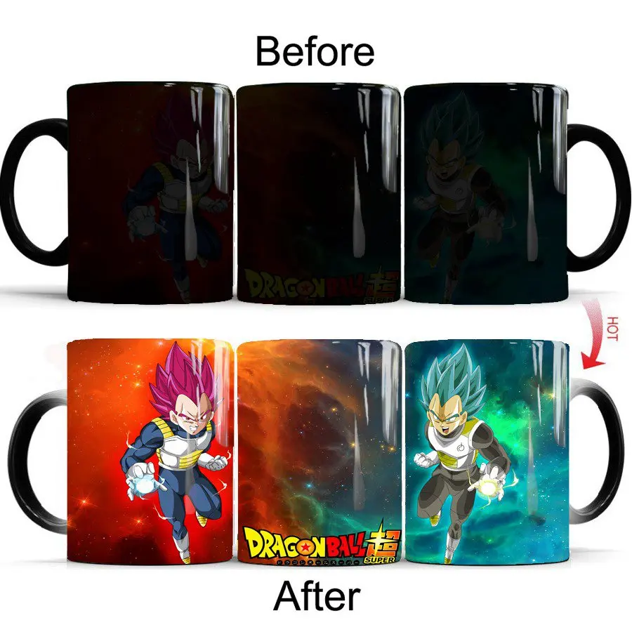 Прямая Dragon Ball Z Супер Saiyan черный красный синий волосы Goku Vegata кружка изменение цвета кружки кофе чай чашка - Цвет: red hair Vegata