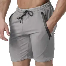 Летние мужские пляжные спортивные штаны на шнурке, однотонные шорты с карманом на молнии, модные