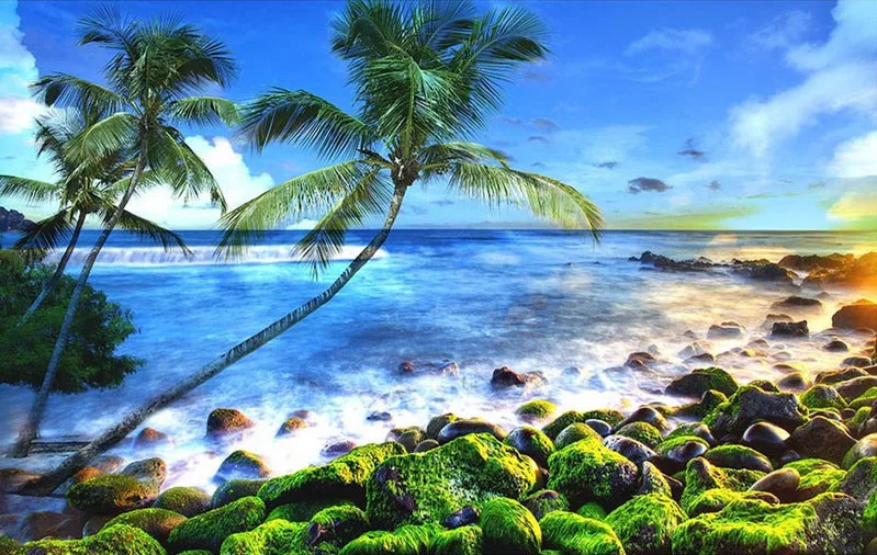 

Seaside Coconut trees Diamond embroidery craft landscape sea Painting by numbers of diamonds Picture of rhinestones cross stitch