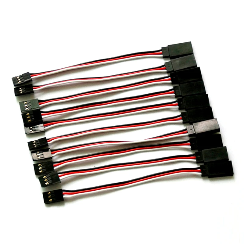 

10pcs/lot 100mm 10cm RC Servos extension wire straight cable for JR Futaba plug connecting servo cables wiring Free shipping