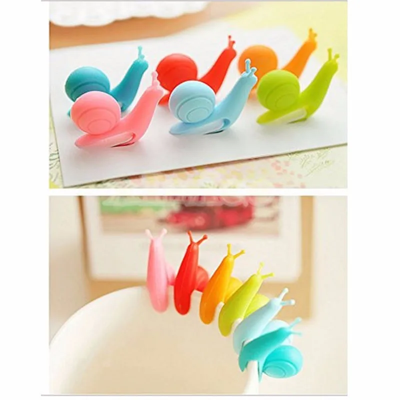 6pcs Tea Bag Clip Cute Candy Colors Snail Wineglass Label for Hanging Tea Bag Mug Cup Clip Party Supplies Novelty Product  (7)