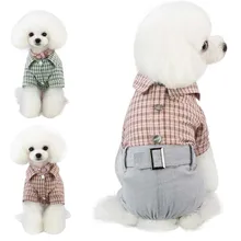 Новая одежда для собак комбинезон в клетку теплая пижама костюм для маленьких собак хлопковые костюмы для щенков футболка жилеты для кошек# p9