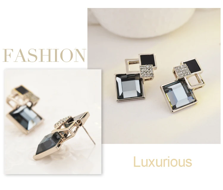 fashion rhombus geometry crystal stud earrings 07
