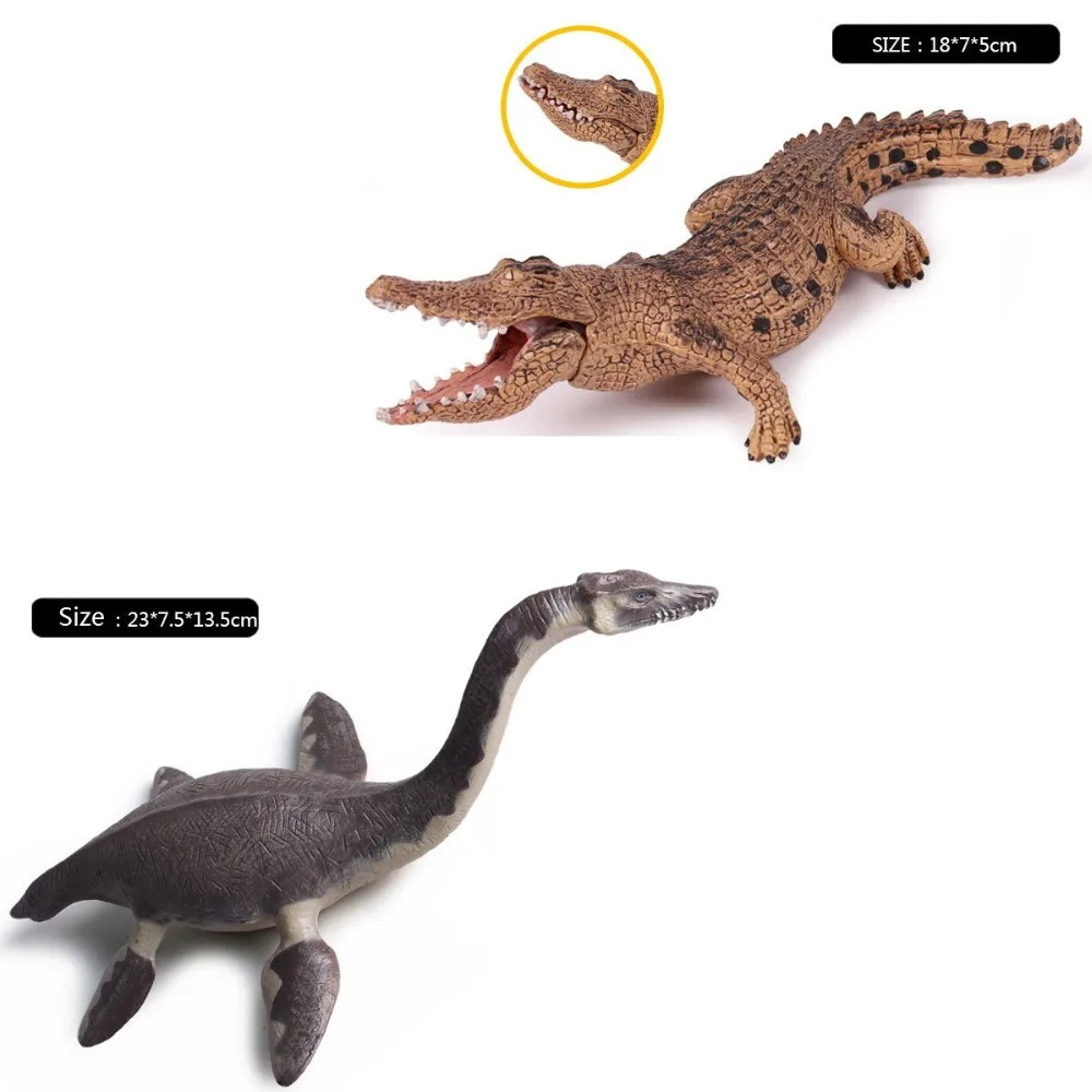 

Solid model Jurassic Dinosaur lab Research Institute Crocodile Plesiosaur Mouth Can Opens and Closes Children Static toy