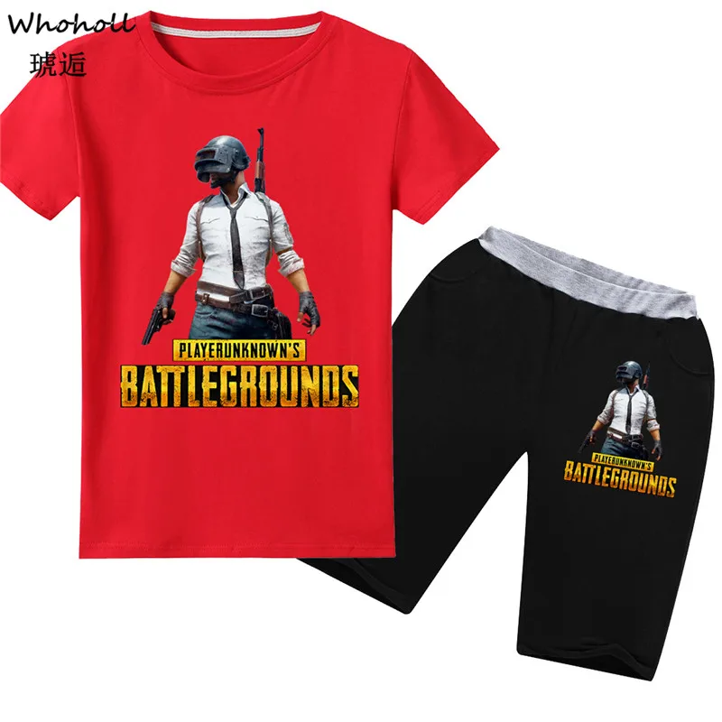 

Whoholl Hot Game PUBG Kids Sets Clothes Children T Shirt Tops Tees Fortress Night Boys Girls Costume 2 PCS T-shirt+short Pants