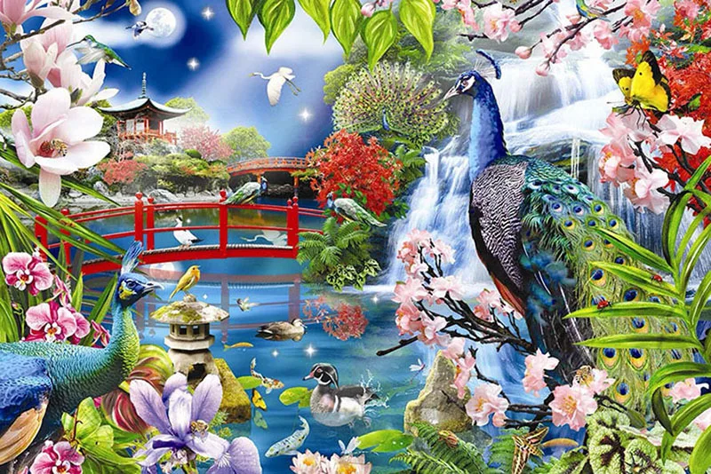 

5D DIY Diamond Embroidery Peacock Diamond Painting Scenery Cross Stitch Full Round Needlework Home Decor Christmas gift