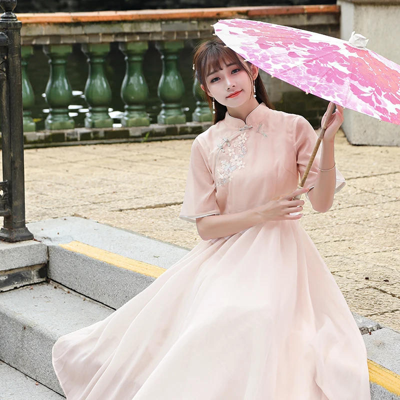 

2019 elegant vietnam ao dai traditional dress qipao long cheongsam dresses cotton linen robe chinoise aodai pieces suit