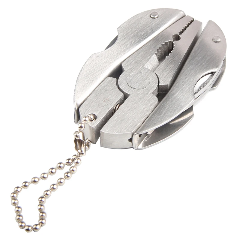 Portable Multifunction Stainless Steel Folding Plier Foldaway Knife Keychain Screwdriver 21-39-8