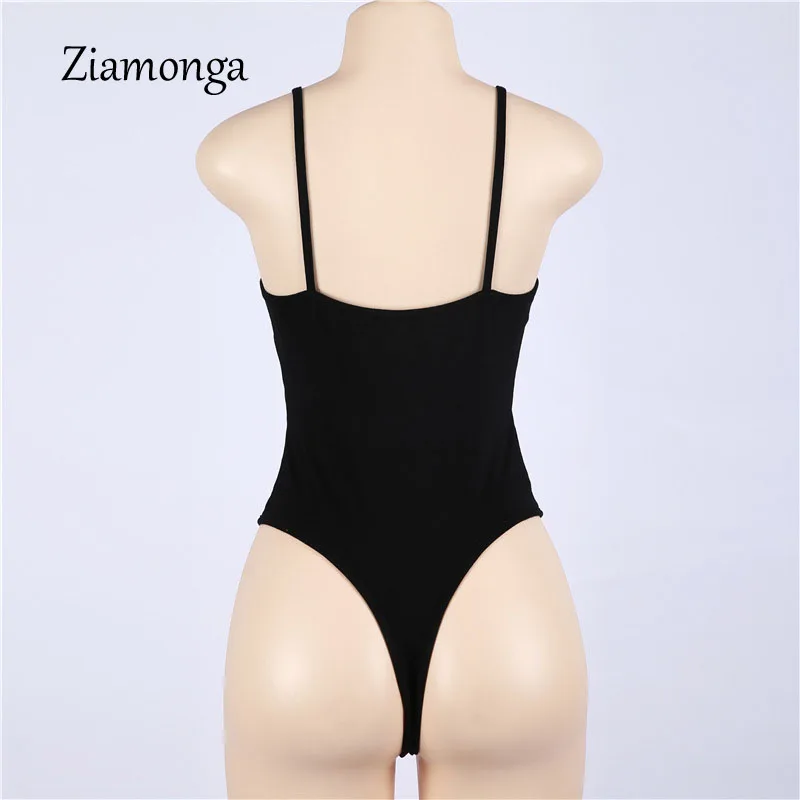 Ziamonga Black Bodysuit Women Jumpsuit Sexy Rompers Spaghetti Strap Body Suit Sleeveless Cotton Bodysuit Women Combinasion Femme
