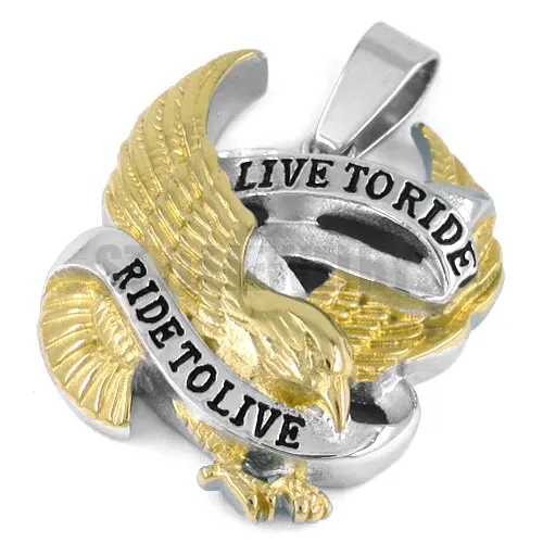 

Wholesale Gold Live To Ride Eagle Pendant Stainless Steel Pendant Jewelry Classic Motor Biker Pendant SWP0186A