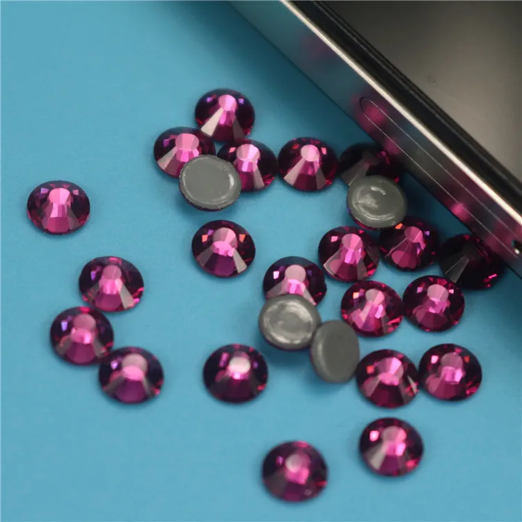 GLX1188 All Sizes Fuchsia Crystal Glitter Gems Strass Flatback Hot Fix