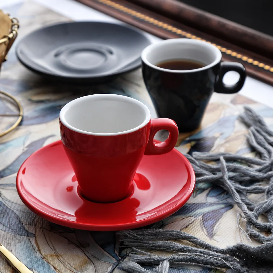 

MUZITY Ceramic Cup And Saucer Black Coffee Cup Set Porcelain 90ml Tea Cup And Saucer Drinkware