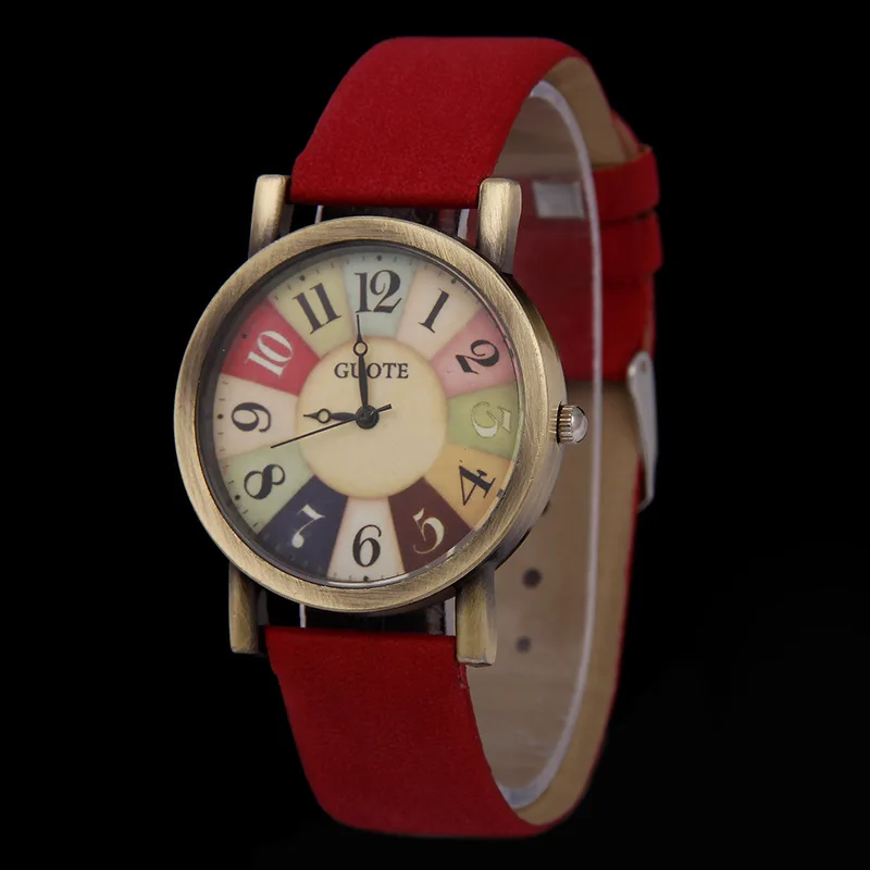 

MINHIN Colorful Dial Scale Leather Student Quartz Watch Analog Quartz Wristwatch Newly Design Lady Dress Reloj Relogio