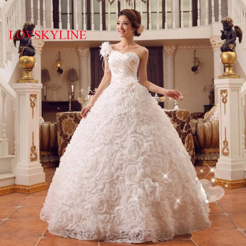 Suzhou wedding dress 2017 one shoulder strap slim princess paillette