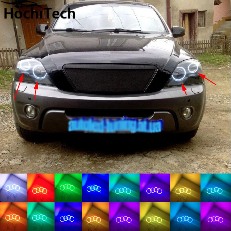 Для kia Sorento 2006 2007 2008 2009 светодиодный периметр фары кольца halo многоцветный RGB angel demon eyes