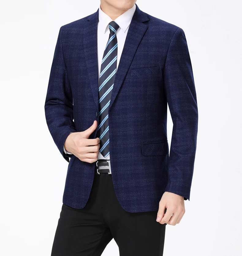 WAEOLSA Men Classical Plaid Blazers Blue Red Jackets Suit Man  Slim Fit Blazer Masculino Check Texture Outfits Office Uniform Male Suit Coat Spring (10)