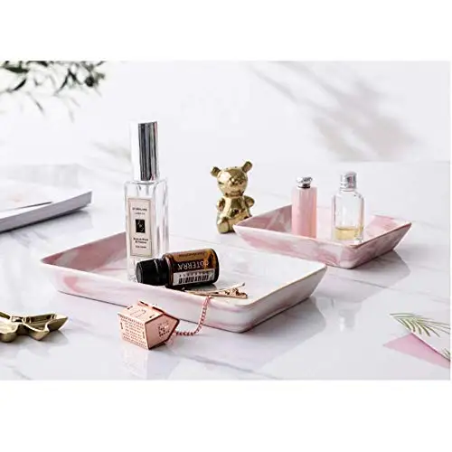 Nordic Style Marble Painting Phnom Penh Ceramic Jewelry Plate Ring Necklace Cosmetic Snack Dried Fruit Storage Tray Organizer