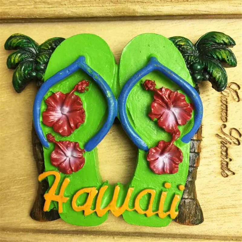 

Creative American Hawaiian Beach Slippers Refrigerator Sticker Landmark Fridge Magnets Home Decoration Wholesale Drop Shipping