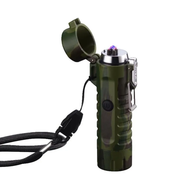 USB плазменная зажигалка и водонепроницаемый фонарик Зажигалка двойной ветрозащитный прикуриватель электронная зажигалка для Открытый Кемпинг Спорт