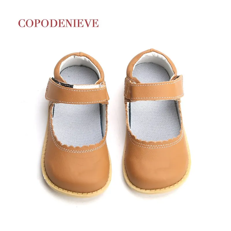 COPODENIEVE/; Винтажная обувь на плоской подошве для маленьких девочек; обувь Mary Jane из натуральной кожи для маленьких детей; цвет розовый, белый, черный; модельные туфли - Цвет: brown